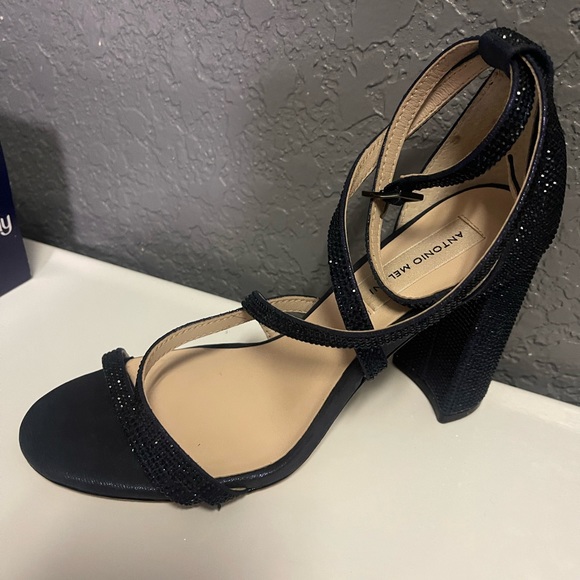 Blue Rhinestone Block Heels - Picture 11 of 15